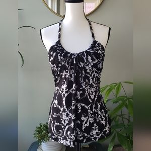 White House Black Market Black White Sexy Halter Top Size XS